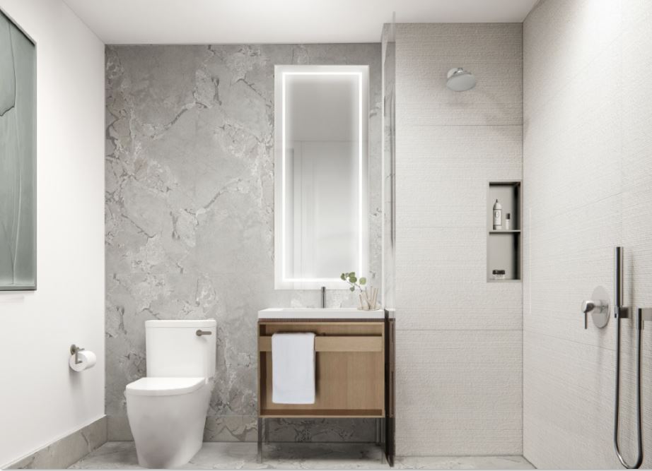 rendering of a bathroom with a shower
