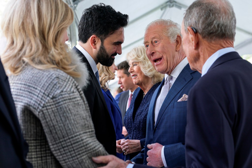 New York City Mayor Zohran Mamdani greets Britain's King Charles III at the 9/11 Memorial.