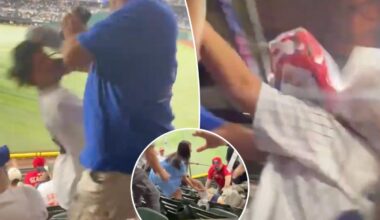 Taunting Yankees fan punched by Rangers fans, girlfriend thrown down steps