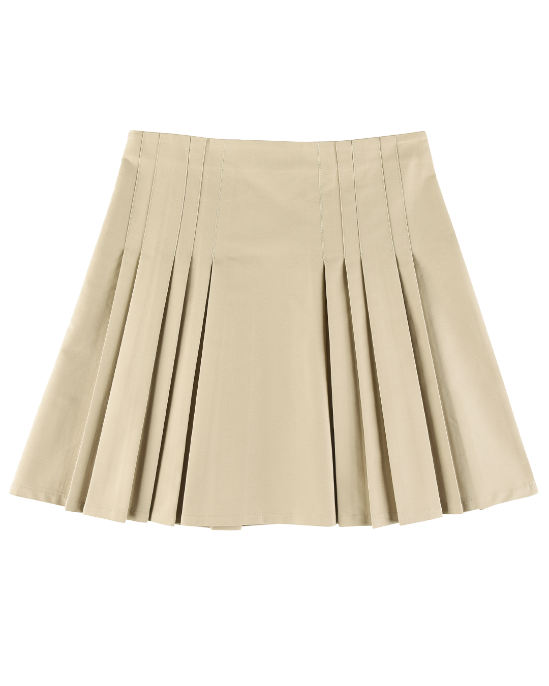 Structured Box Pleat Midi Skirt - Fawn - Xs