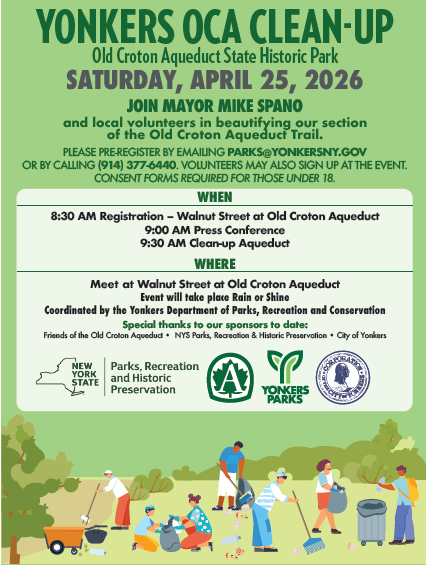 Yonkers Mayor Spano & City Parks Department to Host Arbor Day Tree Planting & Old Aqueduct Clean Up April 24 & 25