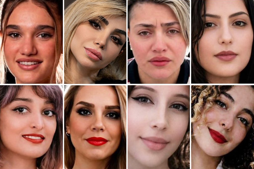 Collage of eight headshots of women: Panah Movahedi, Bita Hemmati, Mahboubeh Shabani, Ensieh Nejati, Ghazal Ghalandari, Diana Taherabadi, Golnaz Naraghi, and Venus Hosseinnejad.