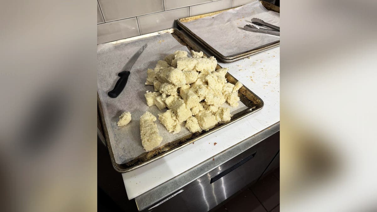 Pile of bread middles seen in Reddit post after being scooped from loaf for Panera's new Salad Stuffer menu item.