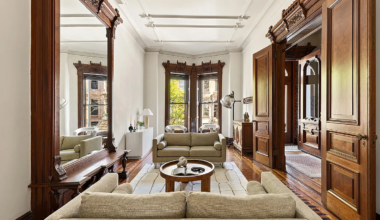 park slope - parlor with wood moldings, pier mirror, wood floor