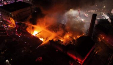 Drone video shows huge fire burning in Paterson, New Jersey