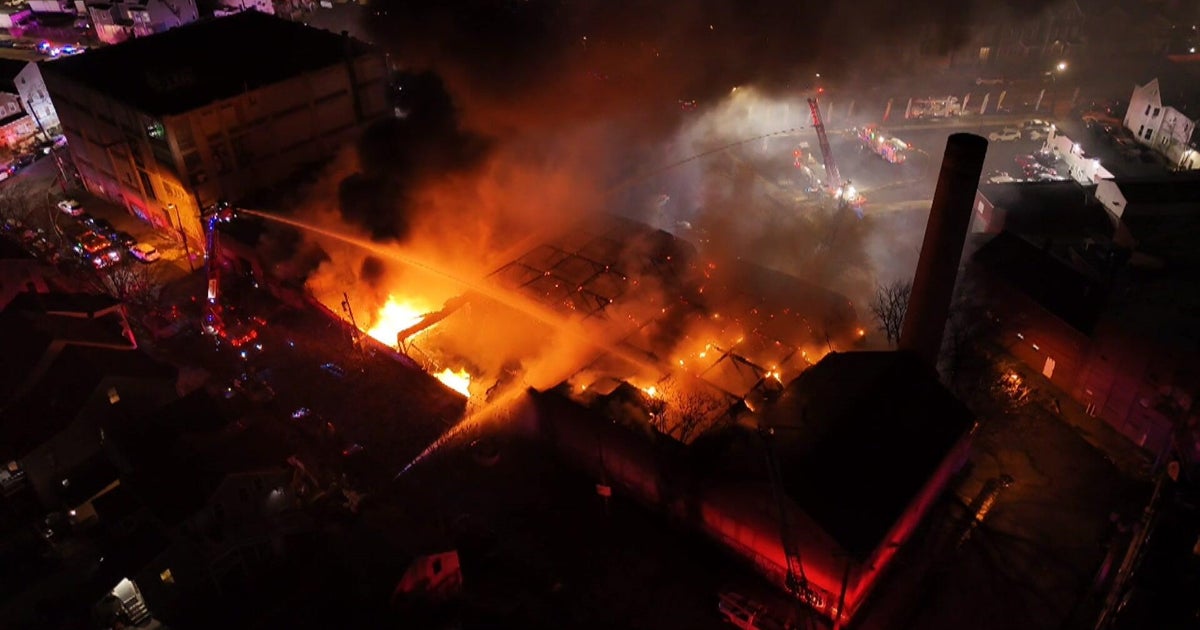 Drone video shows huge fire burning in Paterson, New Jersey