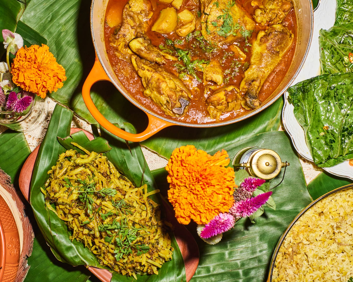 Small bowls of flavorful bhortas