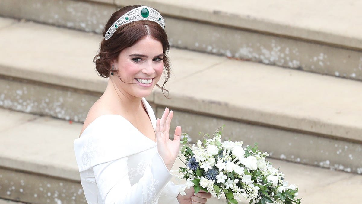 Princess Eugenie of York arriving at St. George's Chapel in Windsor