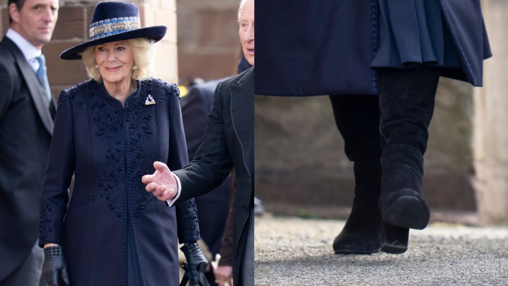 King Charles III and Queen Camilla departing after the Royal Maundy Service at St. Asaph Cathedral on Thursday in St. Asaph, Wales.