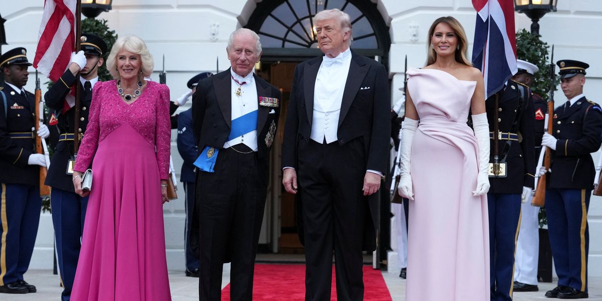 Queen Camilla turns heads in deep pink gown as Donald and Melania Trump host State Dinner