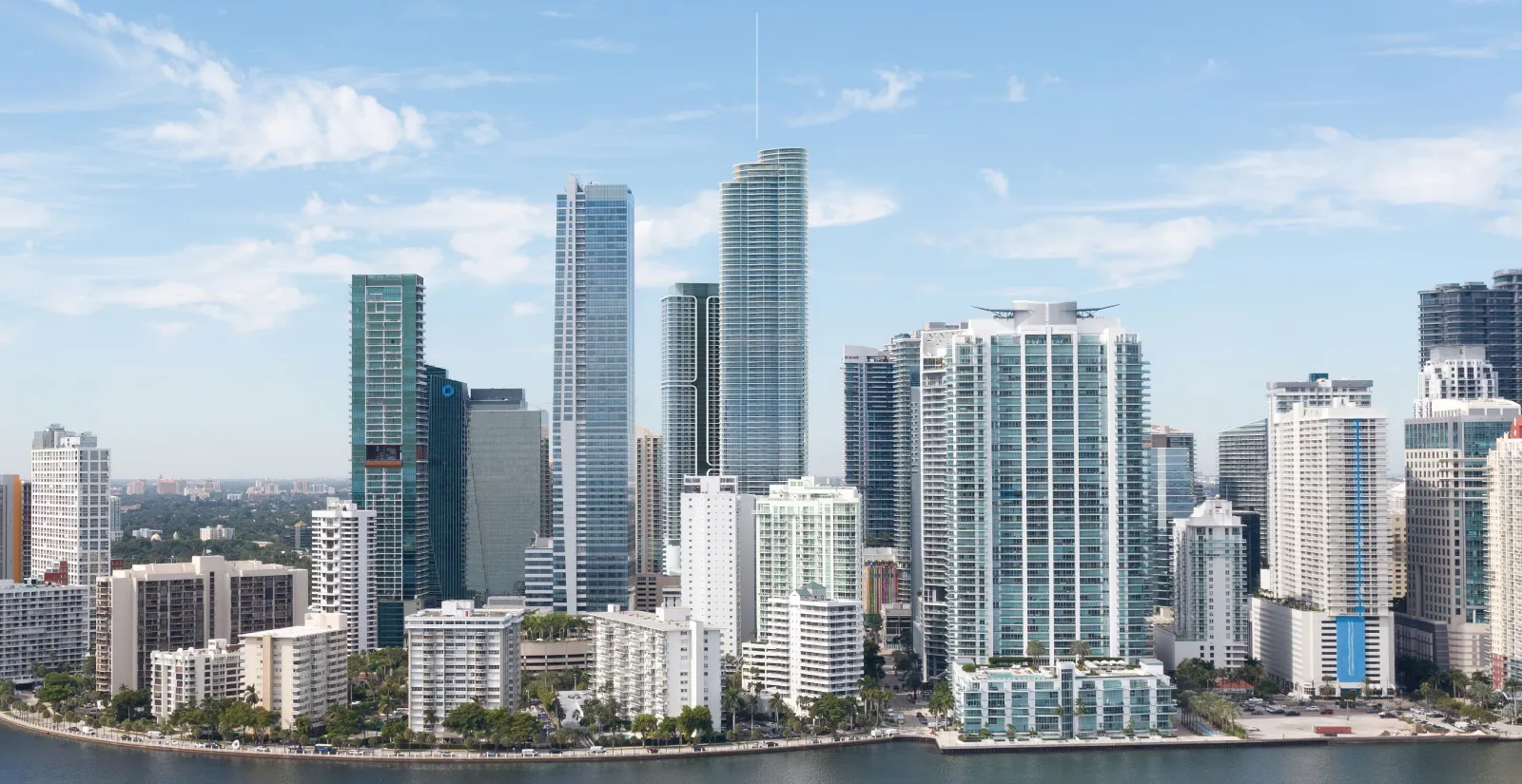 A rendering of the Cipriani Residences Miami (in the center) towering above the Miami cityscape.