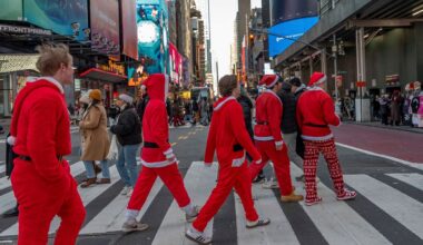 Revelers take part in SantaCon, Dec. 14, 2024, in New York. (AP Photo/Julia Demaree Nikhinson, File)