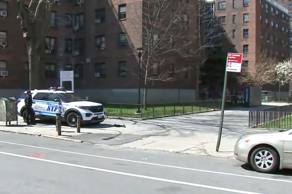 NYPD vehicle at Walt Whitman Houses on Cumberland Walk.