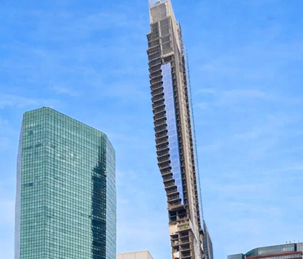 Someone cut corners on the foundation of a $400 million skyscraper in Manhattan, and now the 60-story building is leaning continuously while glass panels threaten to fall onto the street.