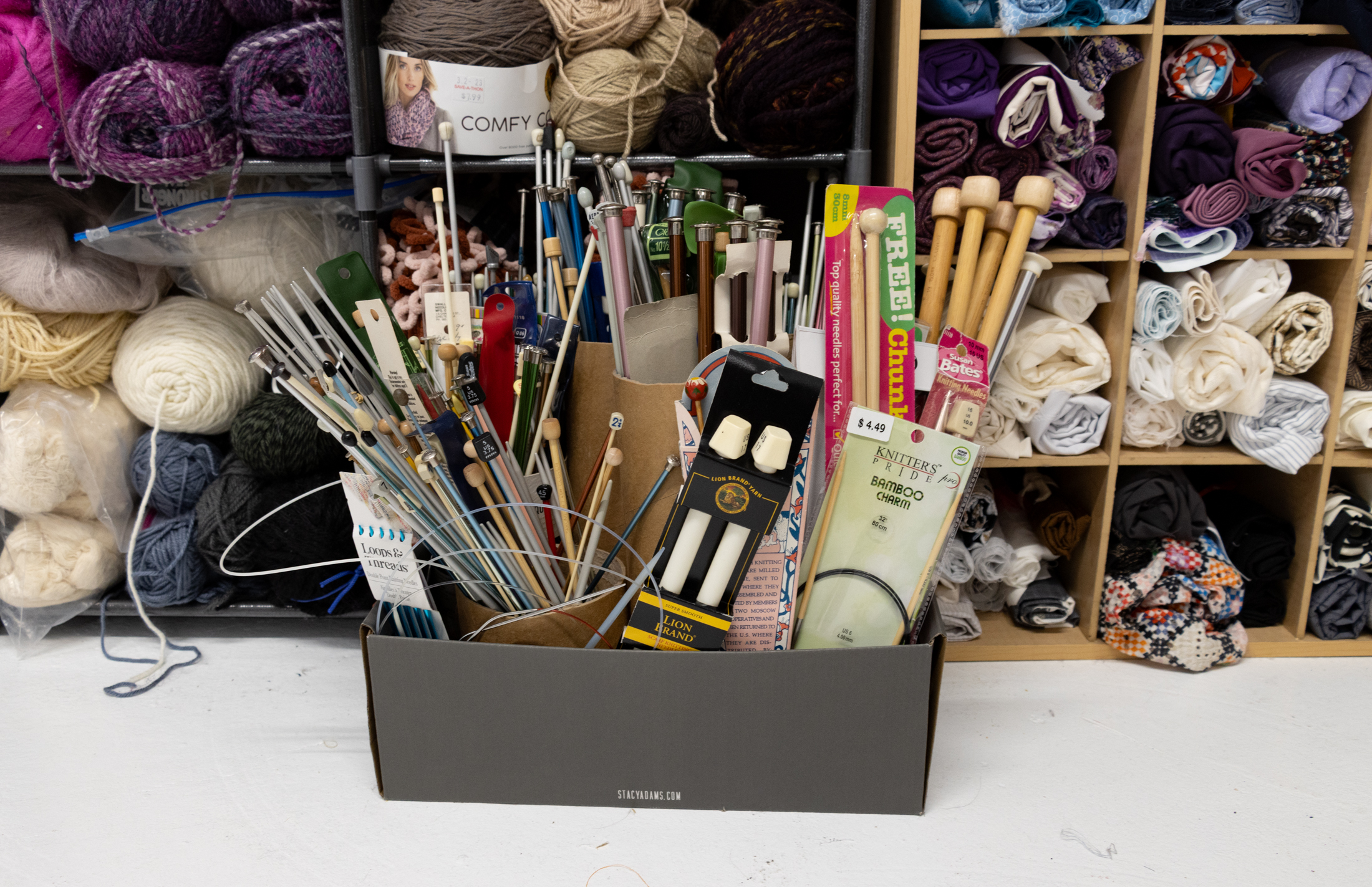 box of knitting needles