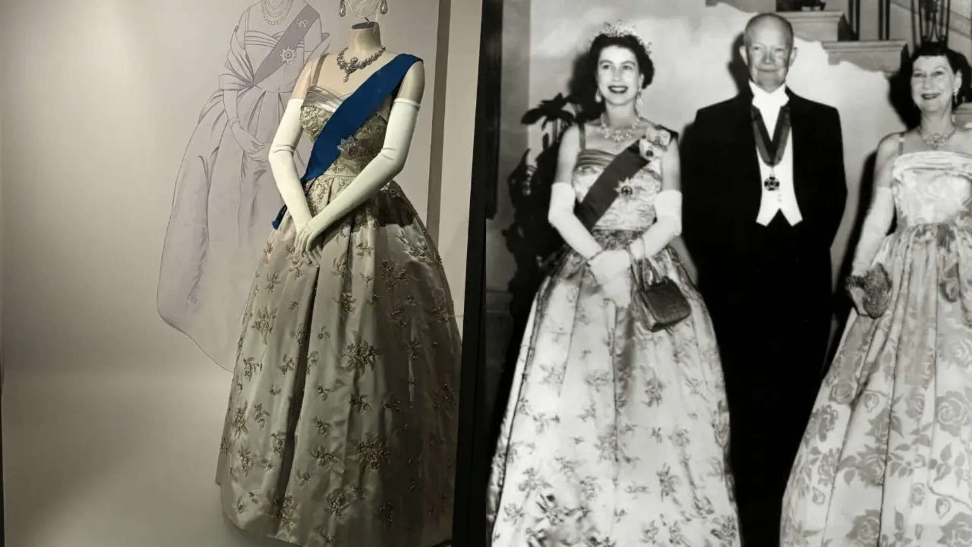 The gown was donned by the queen at the state banquet thrown in honour of US President Dwight Eisenhower. The gown was donned by the queen at the state banquet thrown in honour of US President Dwight Eisenhower at the British Embassy in Washington DC.<br>