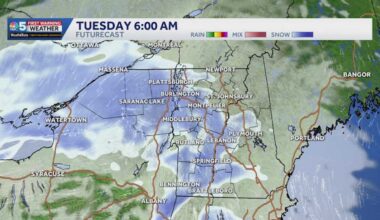 See when snow arrives during Tuesday morning commute in Vermont, New York