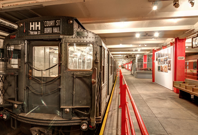 One of the many old trains that can be seen at the New York Transit Museum in Downtown Brooklyn. Photo: New York Transit Museum