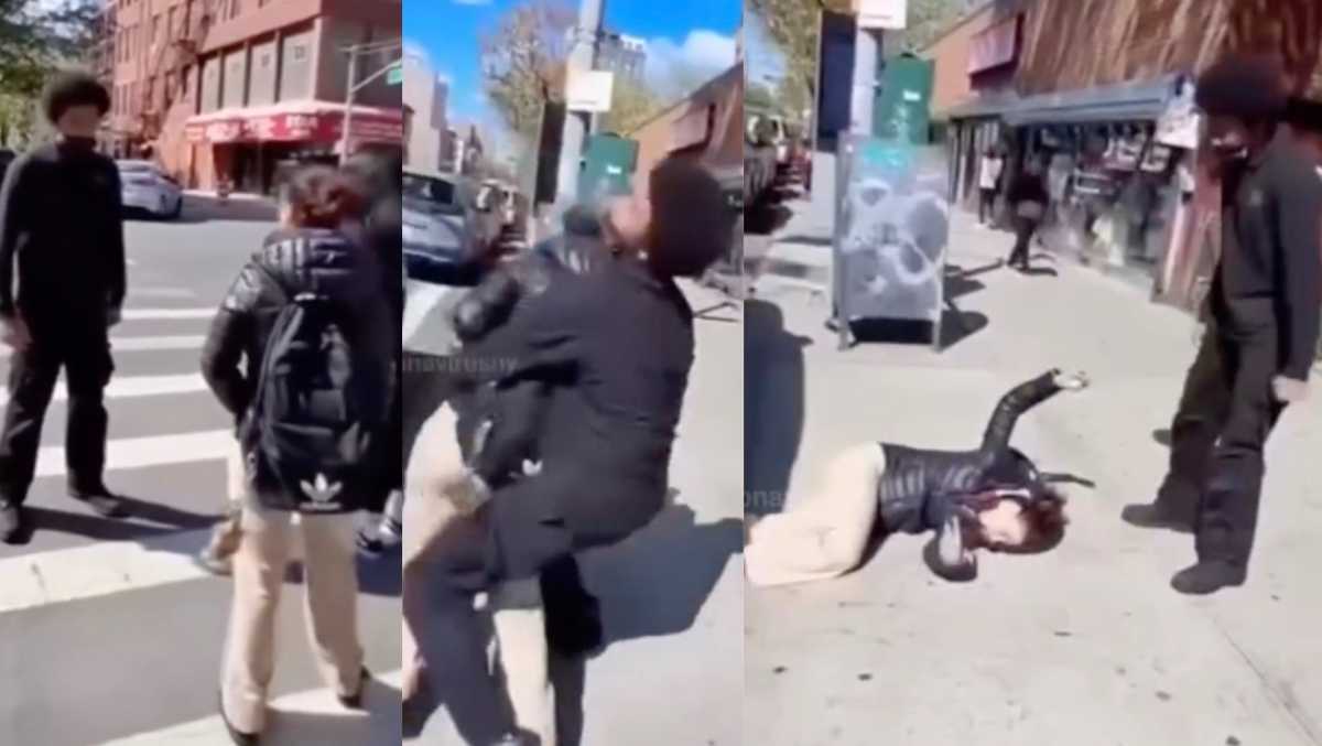 Viral video assault: Teen arrested for body-slamming girl on Manhattan sidewalk had attacked her after asking for number, sources said