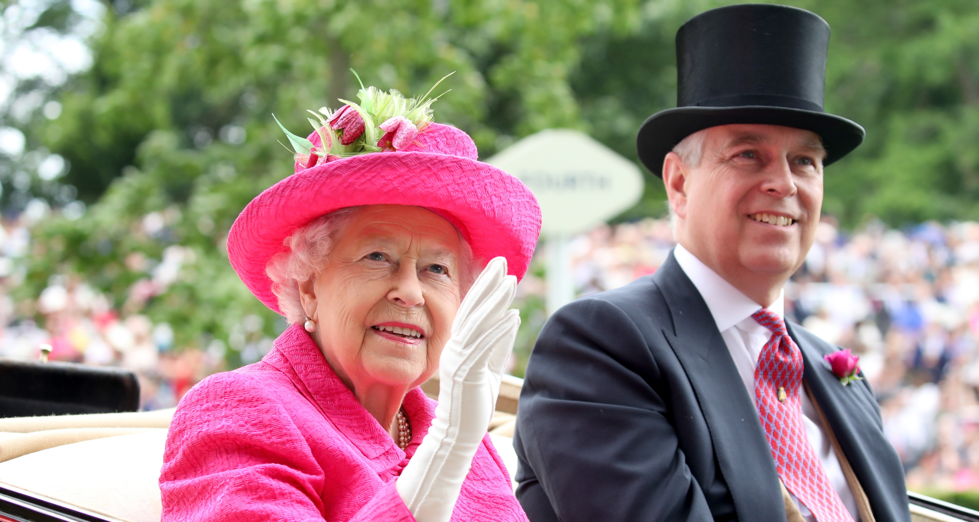 Prince Andrew and Queen Elizabeth in a carriage