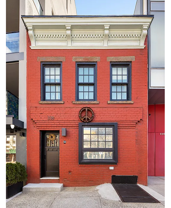red brick row house exterior