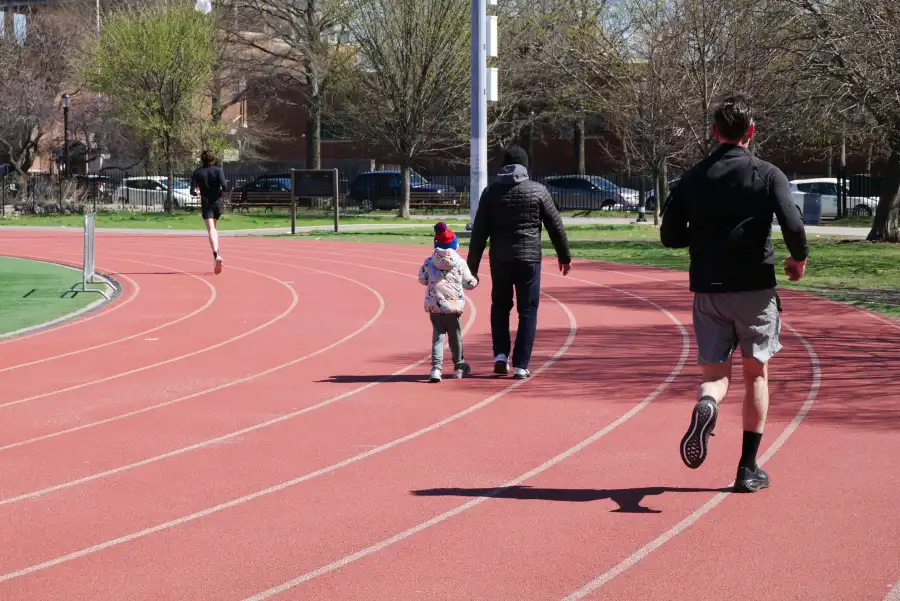 people on a track
