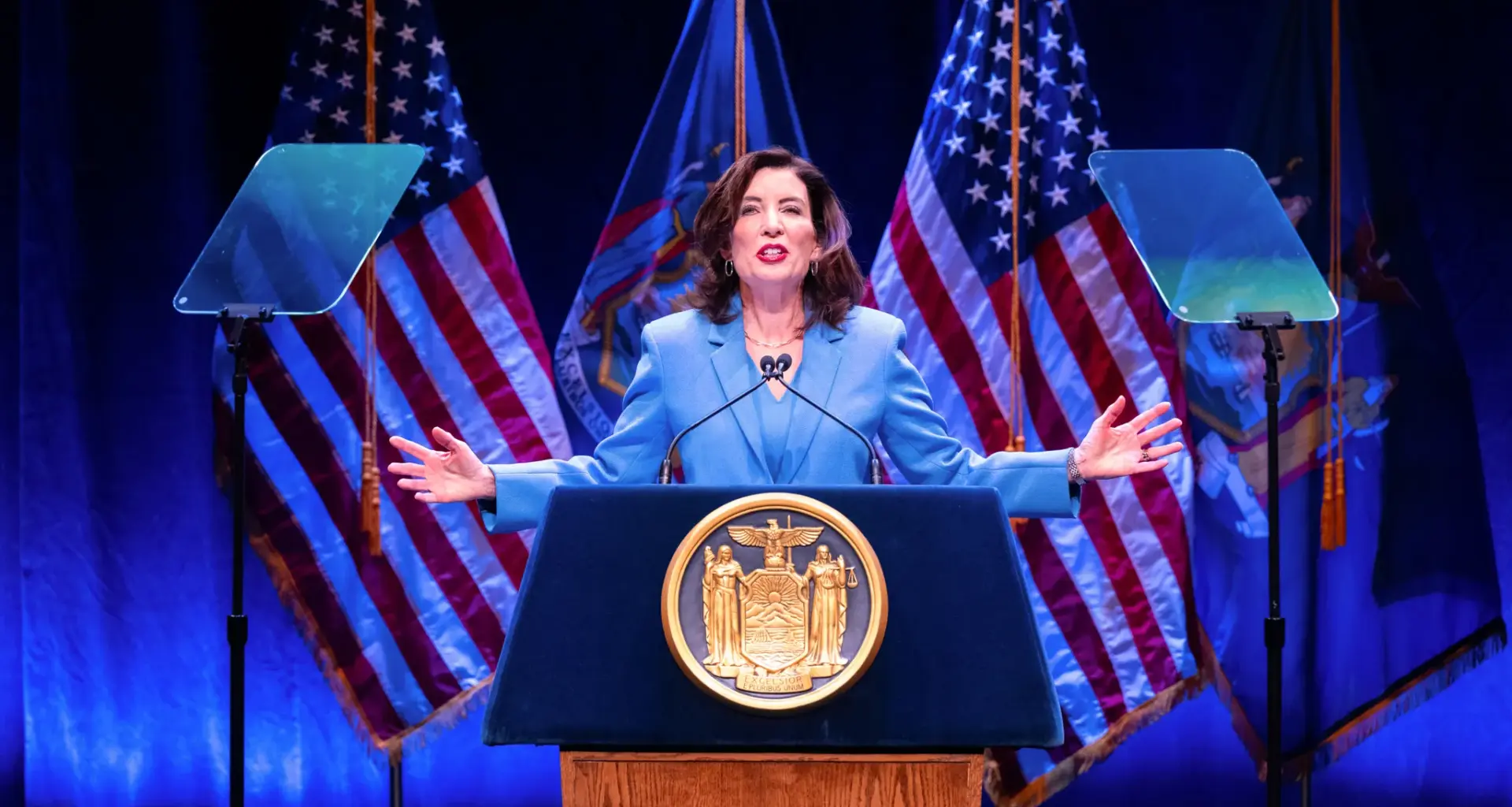 Gov. Kathy Hochul delivers her State of the State address in Albany, Jan. 13, 2026. Credit: Darren McGee/ Office of Governor Kathy Hochul
