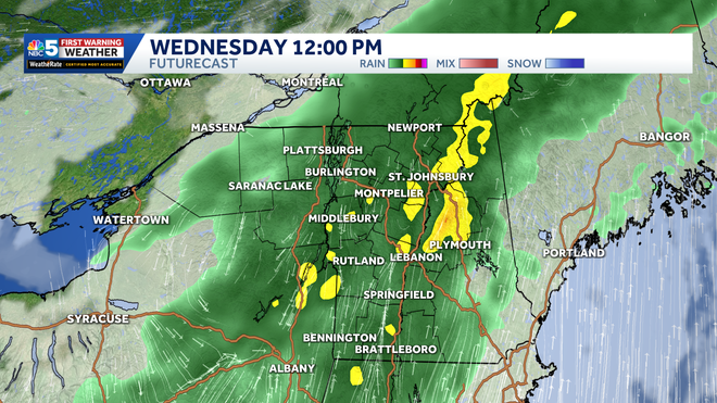 Rain Wednesday Widespread steady rain likely Wednesday.
