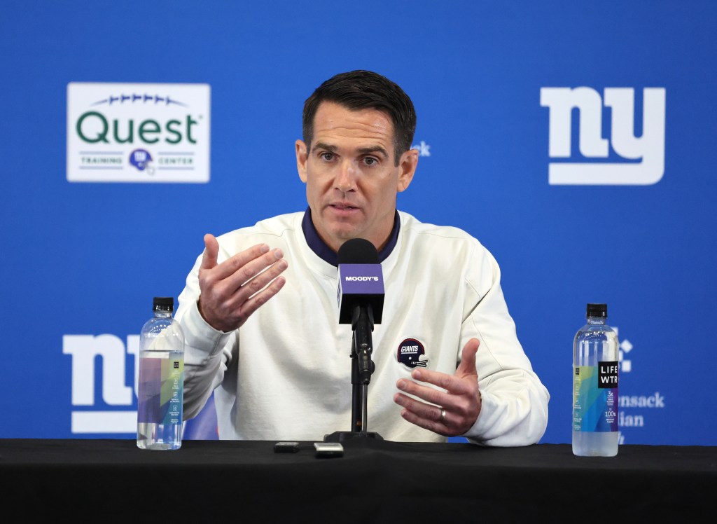 New York Giants GM Joe Schoen at a press conference.