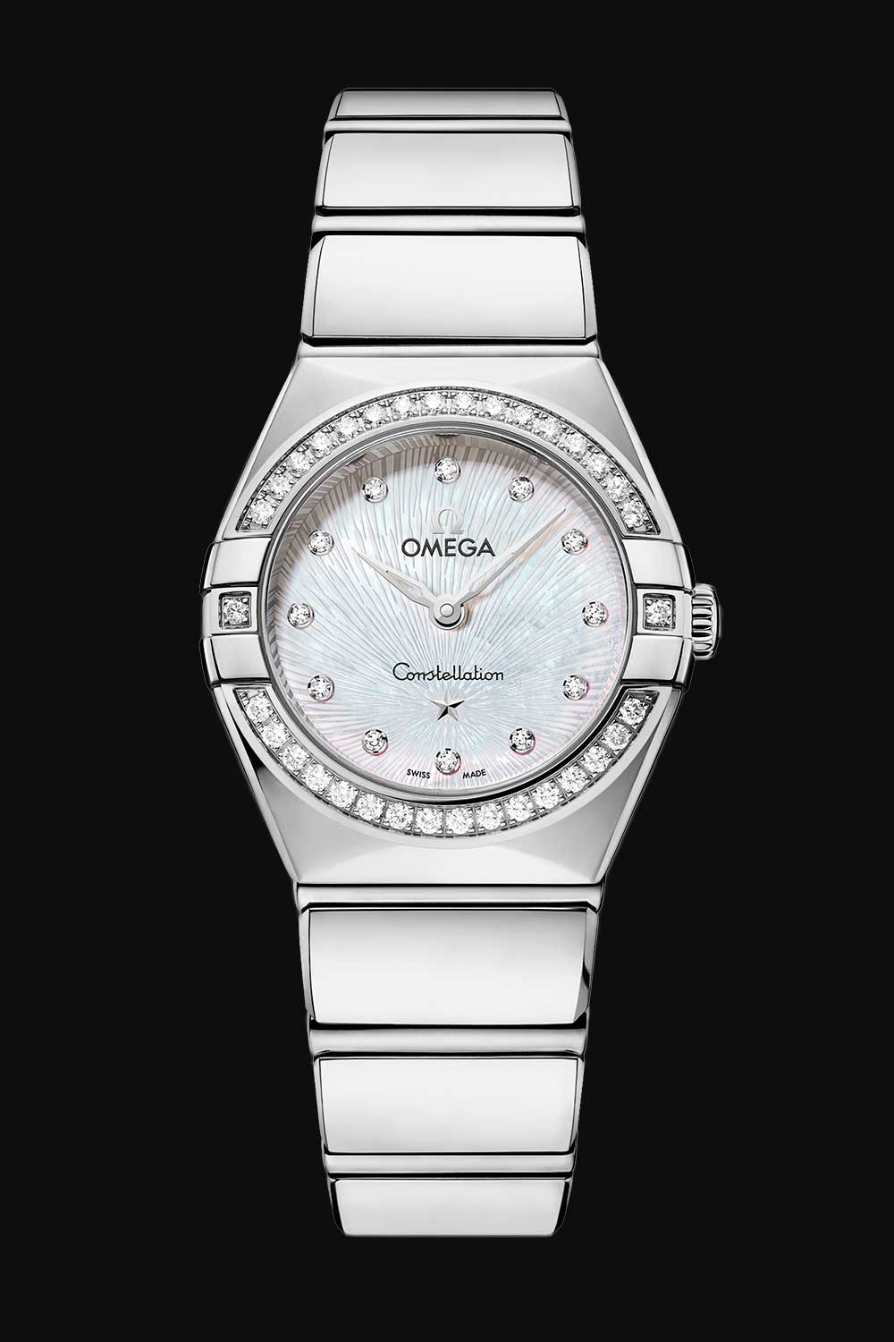 Omega Constellation 25mm with mother-of pearl dial and diamond bezel
