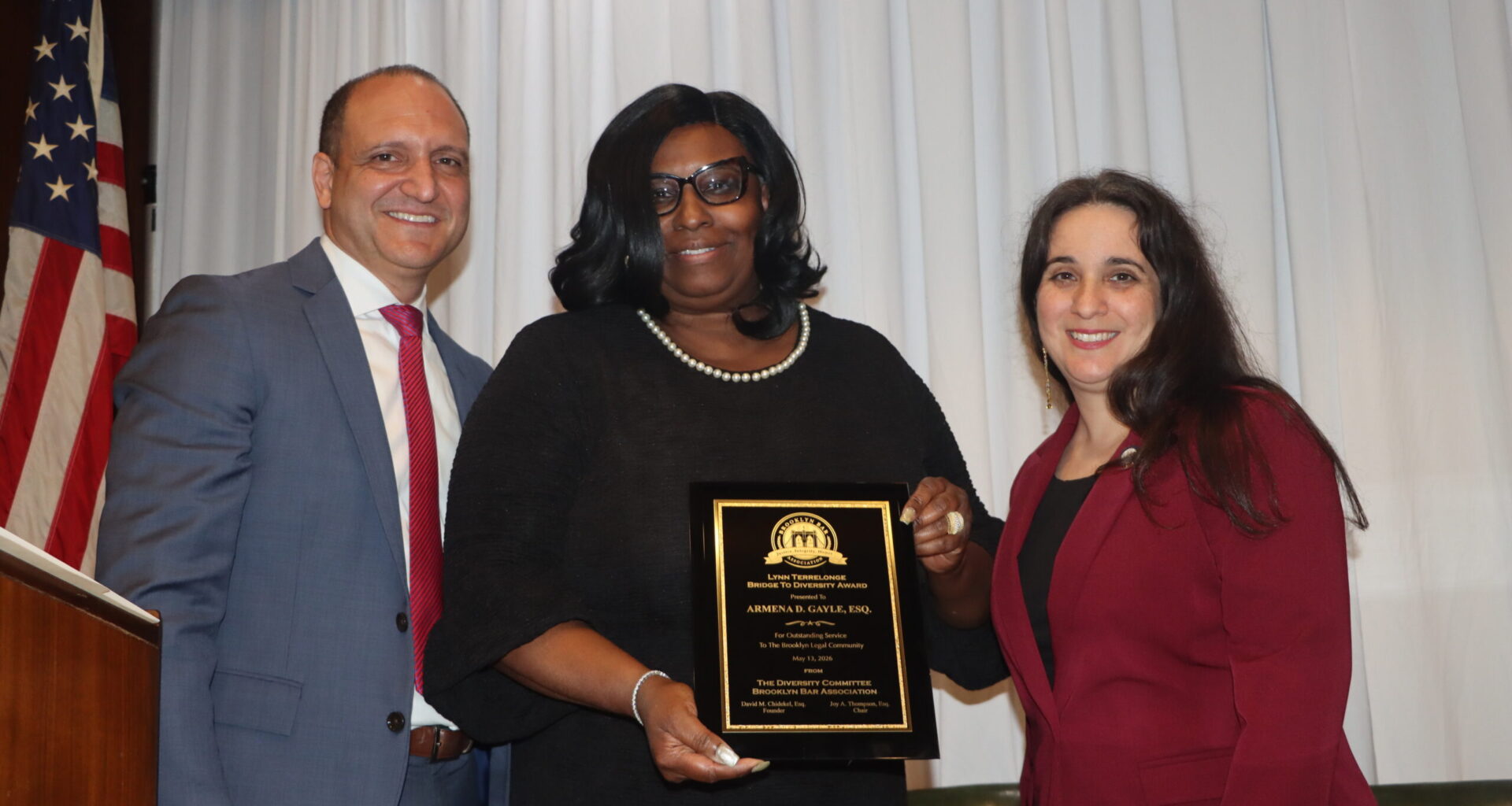From left: Dan Antonelli, Esq., Armena D. Gayle, Esq., and Christina Golkin, Esq. Photo: Mario Belluomo/Brooklyn Eagle