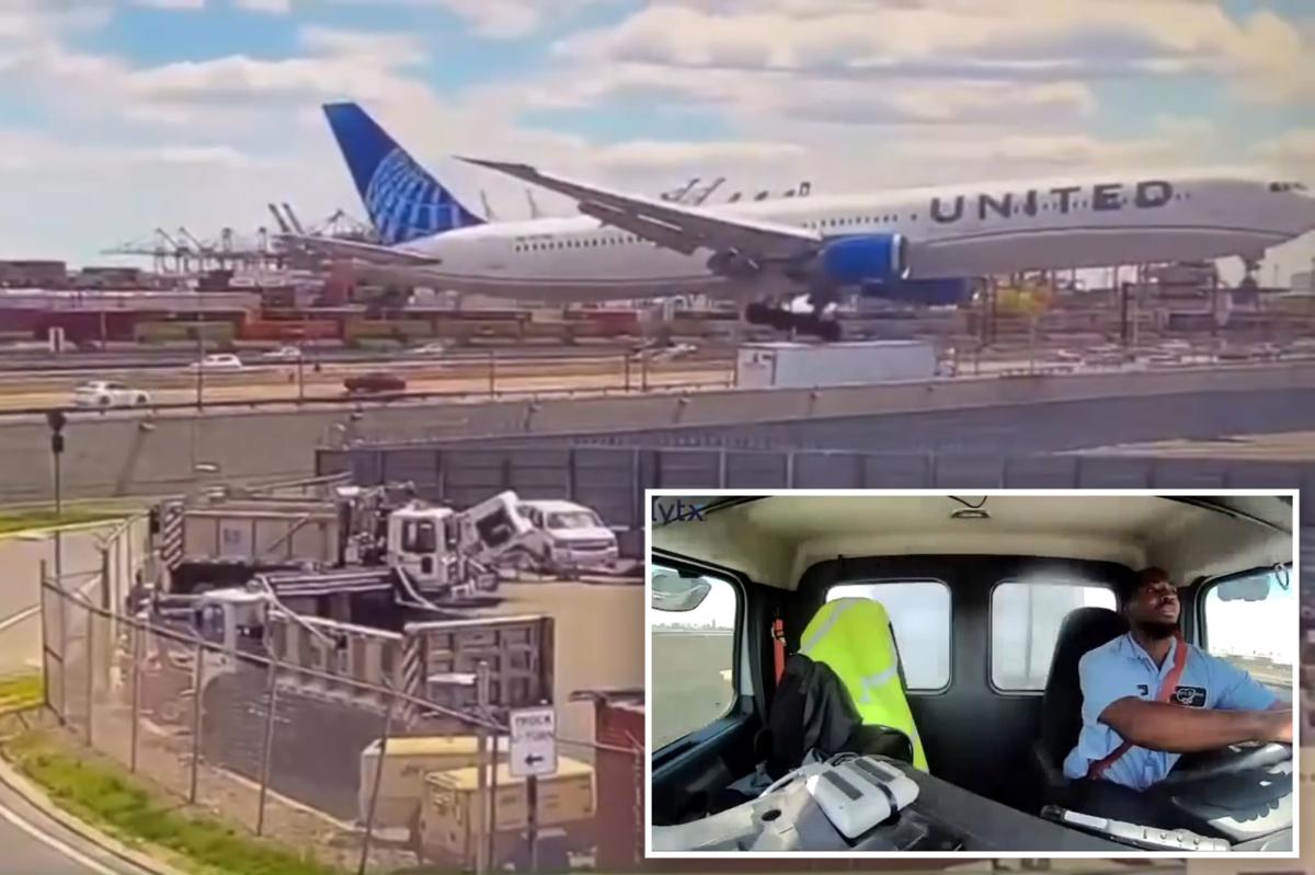New video shows United plane clipping truck at Newark airport