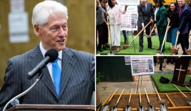 Bill Clinton makes rare public appearance at NYC addiction shelter groundbreaking -- looks frail and unsteady