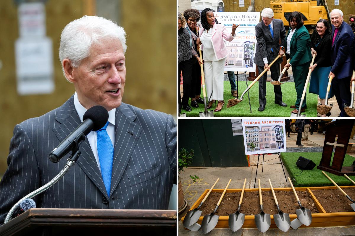 Bill Clinton makes rare public appearance at NYC addiction shelter groundbreaking -- looks frail and unsteady
