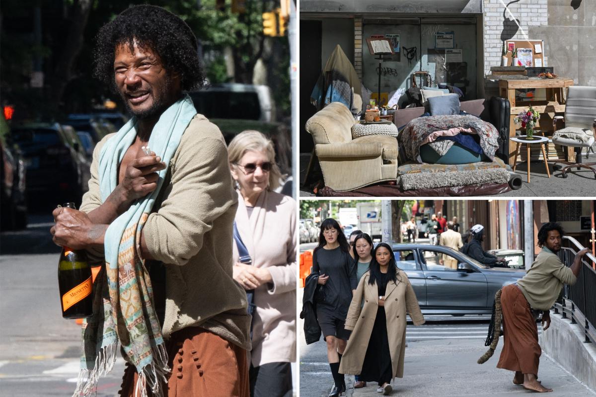 Twerking, tailed homeless man named Tiger turns NYC sidewalk into his own luxe lair