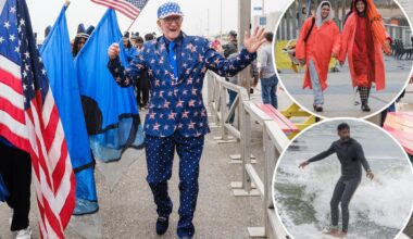 Wet Memorial Day scares off NYC beach crowds -- but diehard locals stick it out