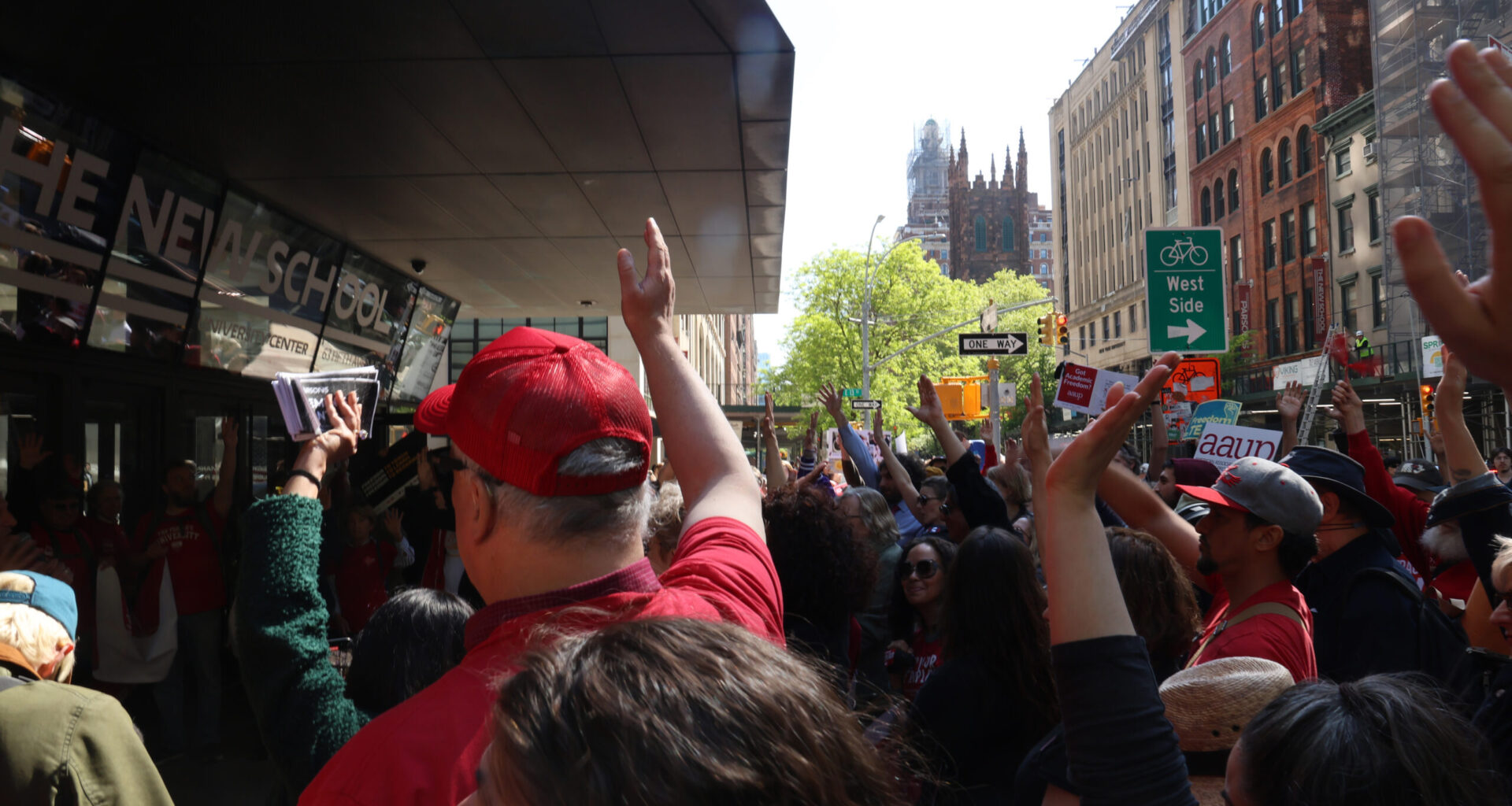 NYC academic unions demonstrate on May Day, as New School student workers press university