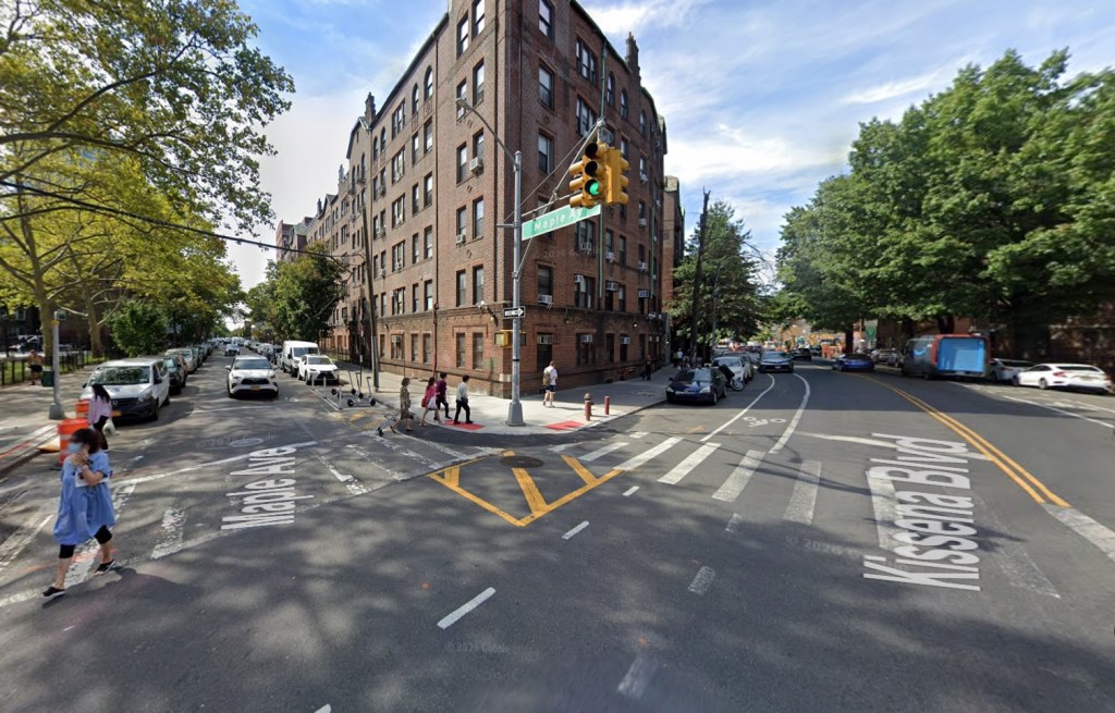 Intersection of Kissena Boulevard and Maple Avenue.