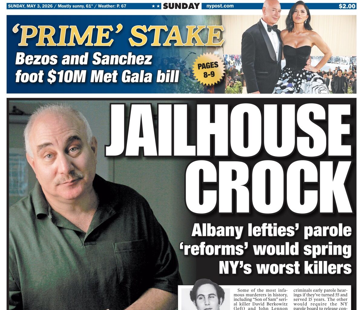 New York Post Cover for May 3, 2026