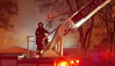Massive Belleville warehouse fire burns for hours