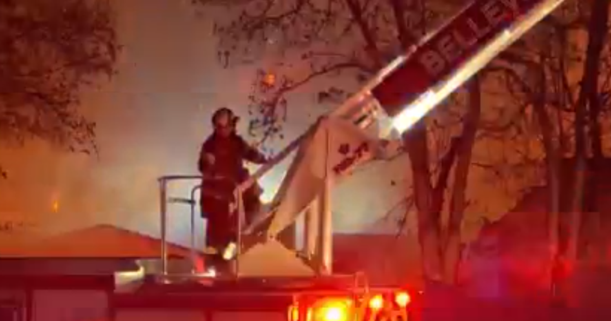 Massive Belleville warehouse fire burns for hours