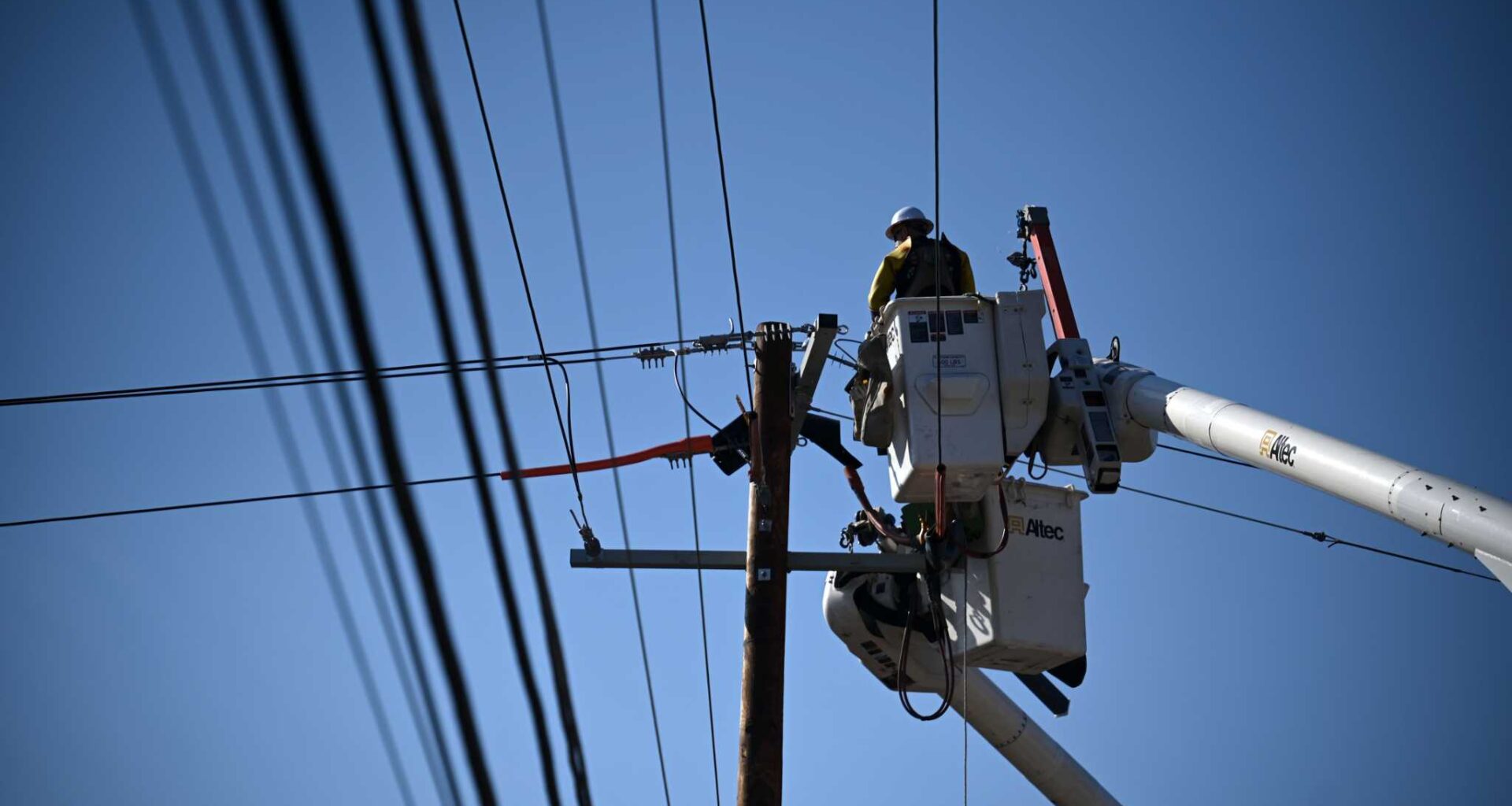 New York State Electric &amp; Gas says more than 8,000 customers in Columbia County lost utility service on Tuesday. Above, linemen from NYS&amp;G work on adding three-phase electric service to a line on March 14, 2025 on Brickyard Road, Mechanicville.
