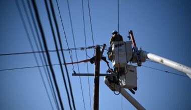 New York State Electric &amp; Gas says more than 8,000 customers in Columbia County lost utility service on Tuesday. Above, linemen from NYS&amp;G work on adding three-phase electric service to a line on March 14, 2025 on Brickyard Road, Mechanicville.