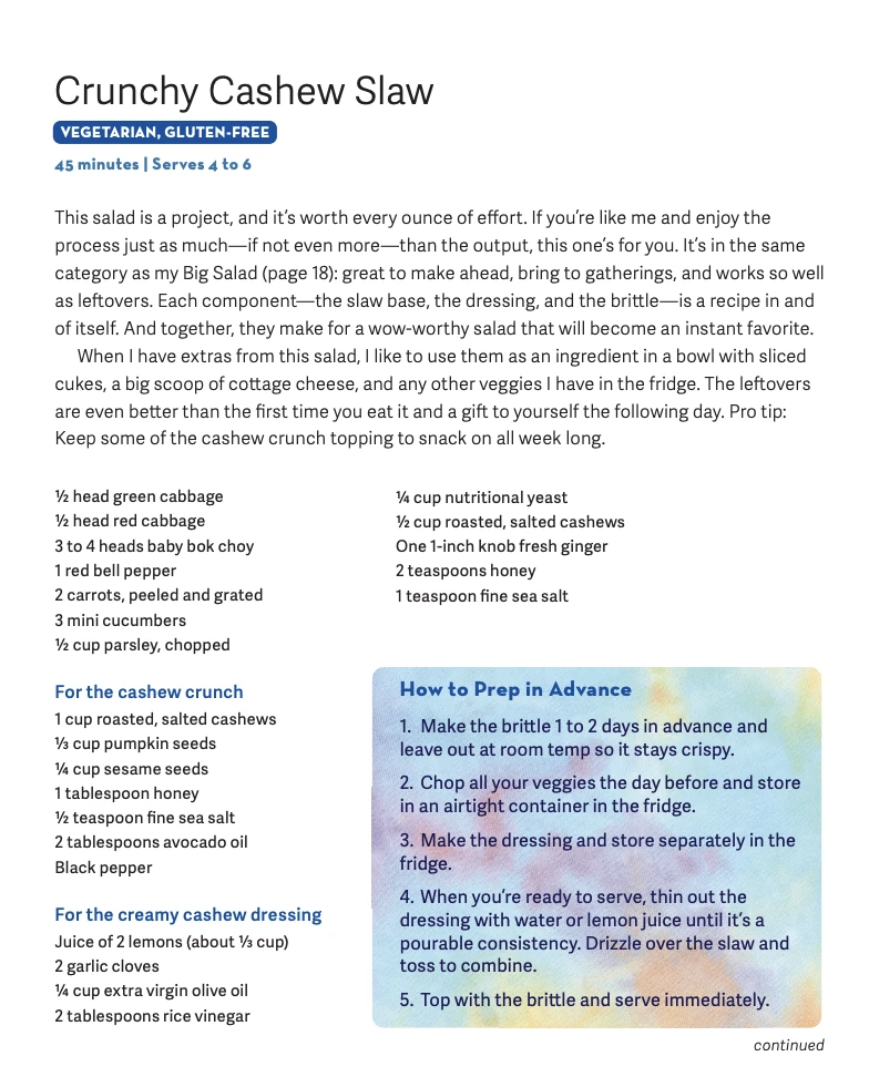 Melissa Ben-Ishay's crunchy cashew slaw recipe