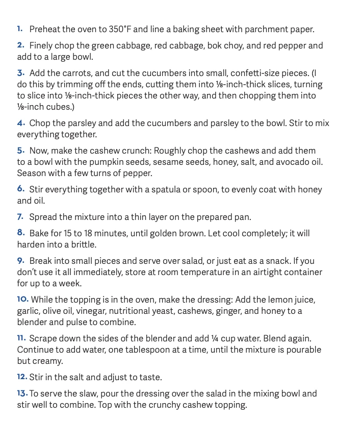 Melissa Ben-Ishay's crunchy cashew slaw recipe