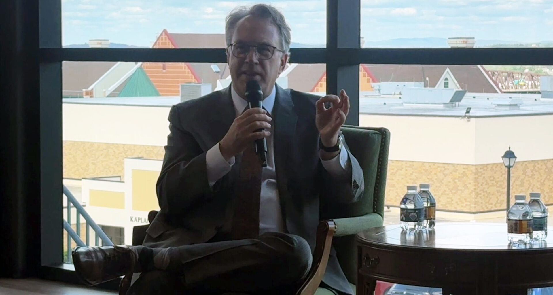 Federal Reserve Bank of New York President John C. Williams discusses the local and national economy at an event in Newburgh on Thursday.