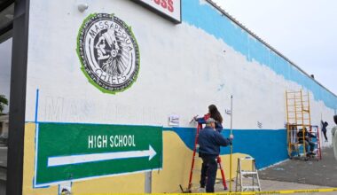 Mural next to Massapequa High School being repainted but still shows 'Chiefs' mascot