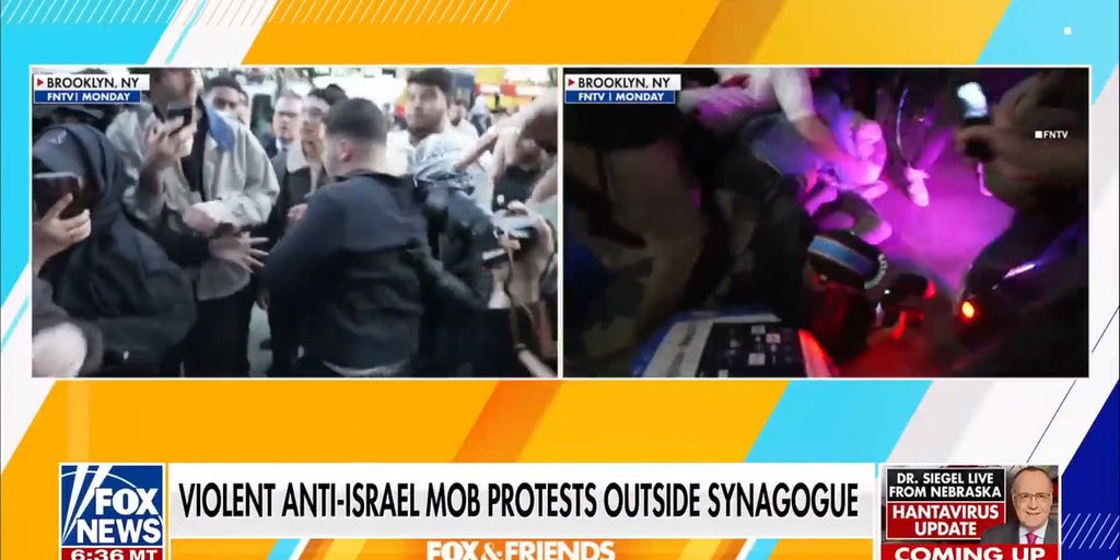 Violent anti-Israel mob protests outside Brooklyn synagogue