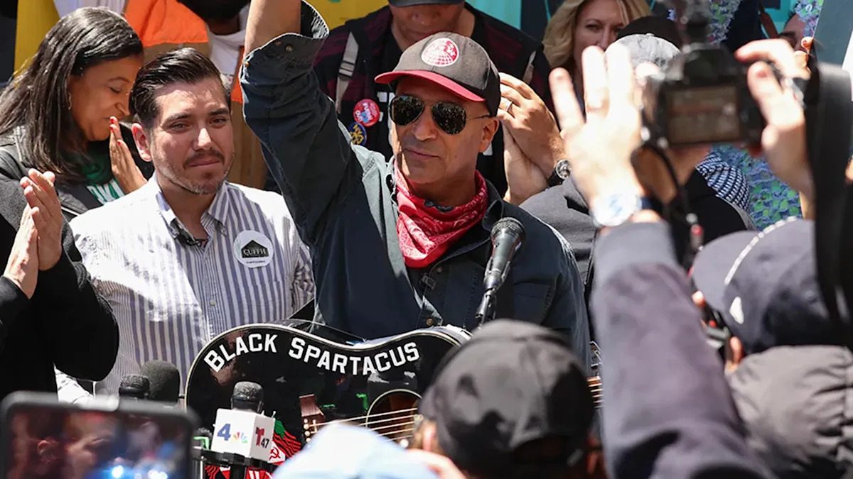 Rage Against the Machine's Tom Morello faces backlash after singing at NYC ICE protest rally