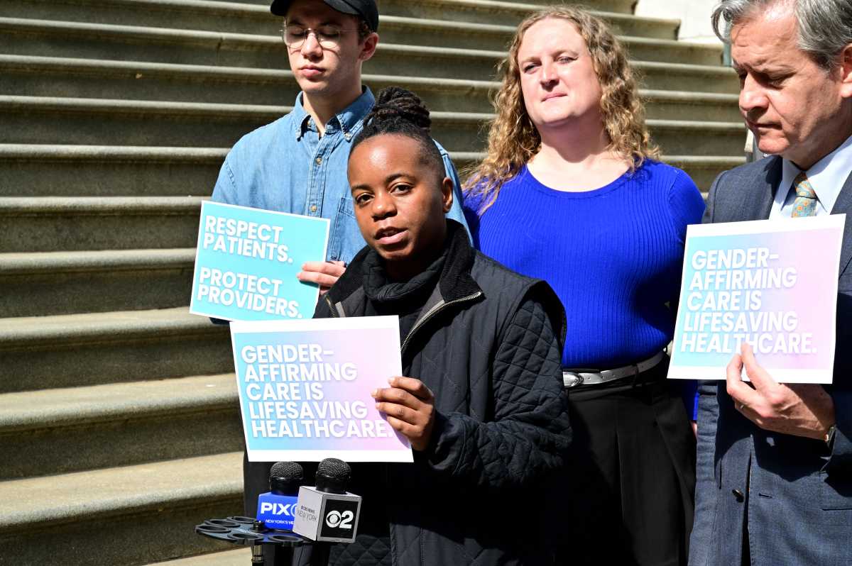 Kei Williams, the executive director of New Pride Agenda, at Tweed Courthouse on May 13.